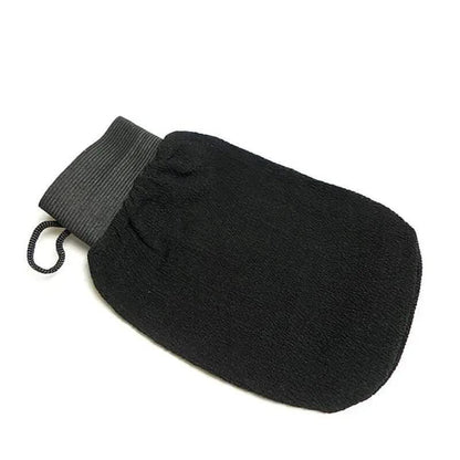 Premium quality washable and reusable black exfoliating mitt for shower and self-tanning preparation