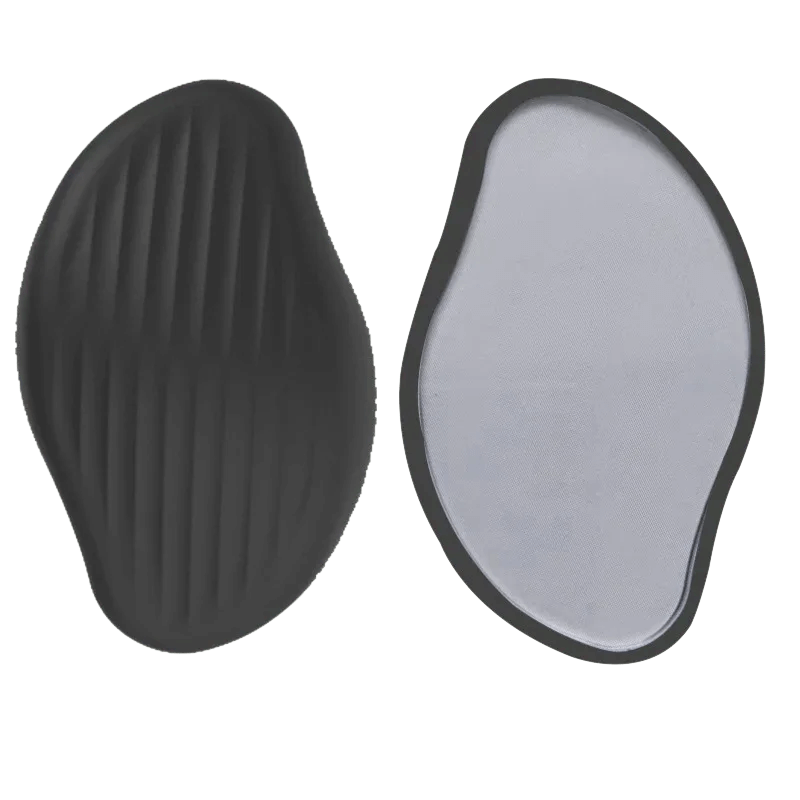 Black and white nano glass hair eraser showing textured exfoliating side and smooth nano crystal surface for gentle hair removal